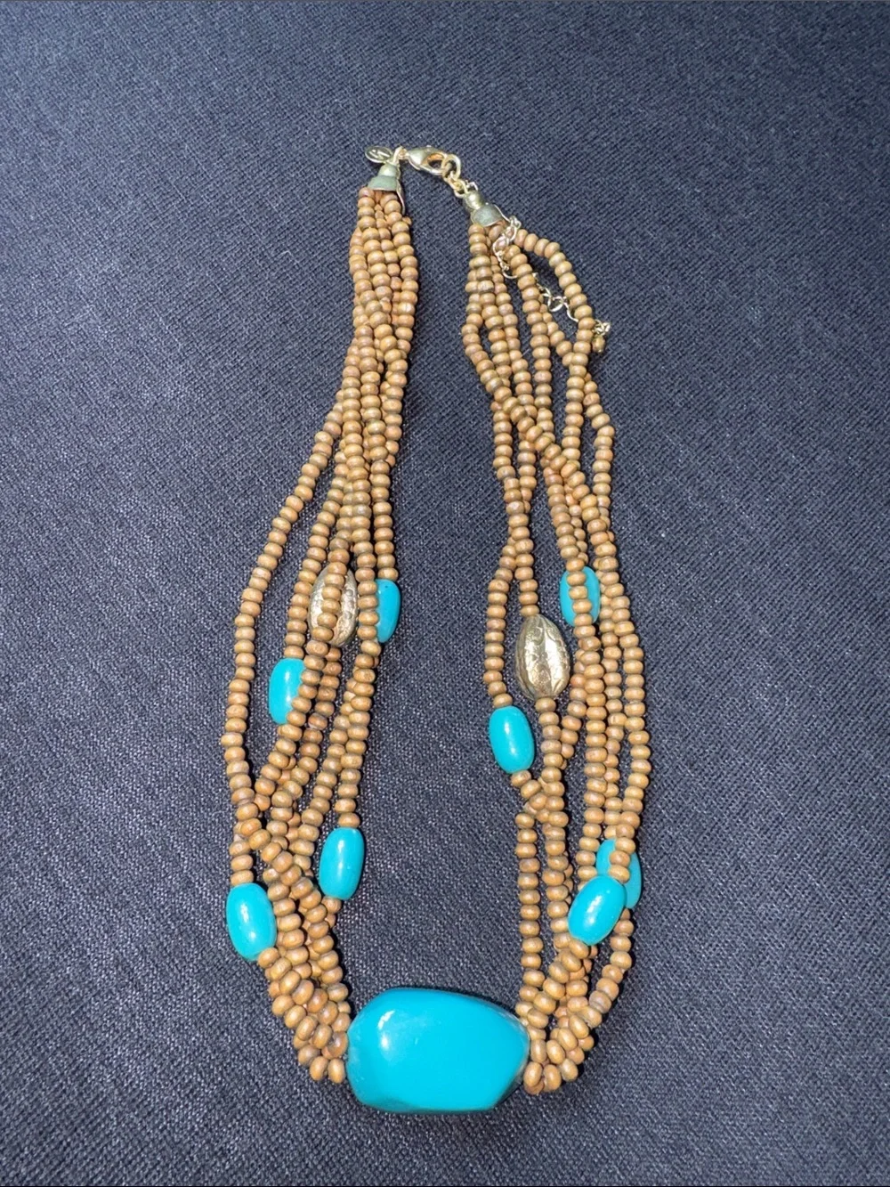 Turquoise color Bead Multi-Strand Necklace